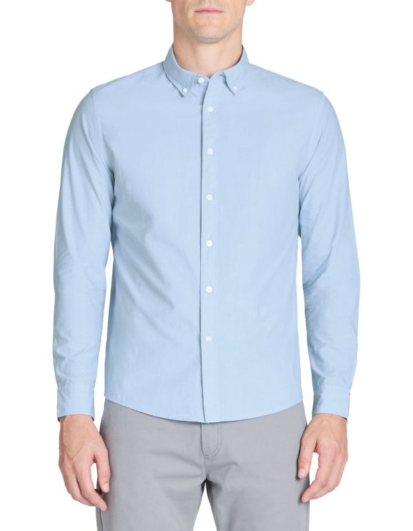 Chemise regular fil à fil en coton - bleu