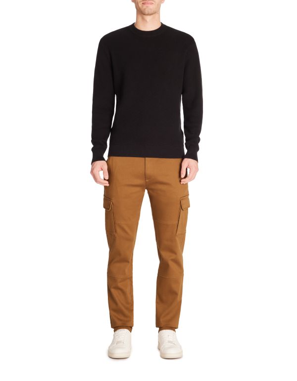 Pantalon cargo straight coton stretch - marron
