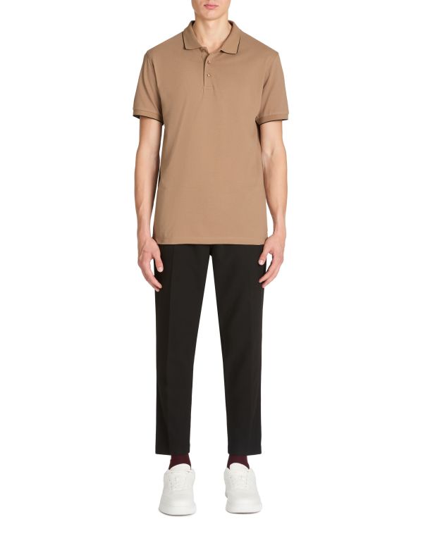 Polo piqué regular en coton - taupe
