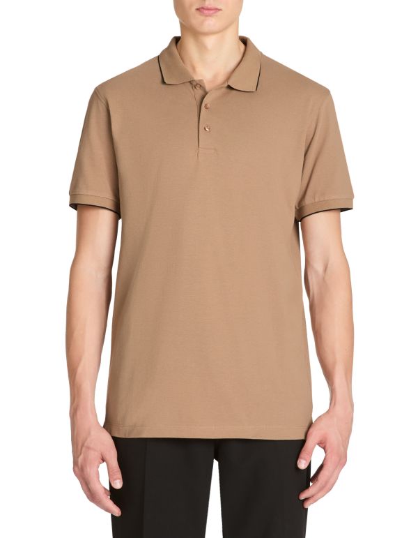 Polo piqué regular en coton - taupe