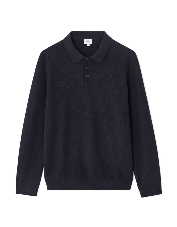 Pull col polo slim 100% coton - marine