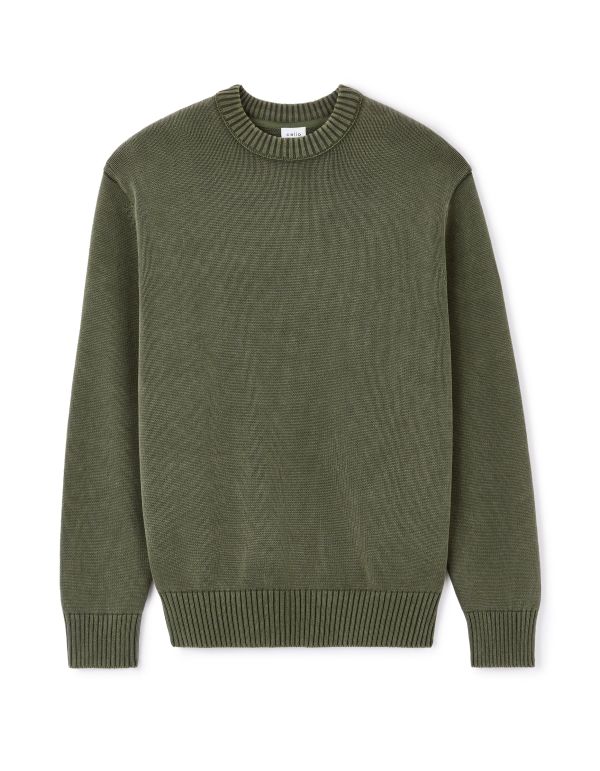 Pull col rond 100% coton - vert