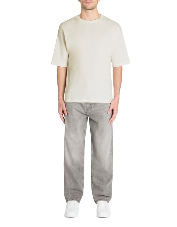 T-shirt oversize col rond 100% coton - beige