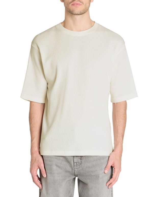 T-shirt oversize col rond 100% coton - beige