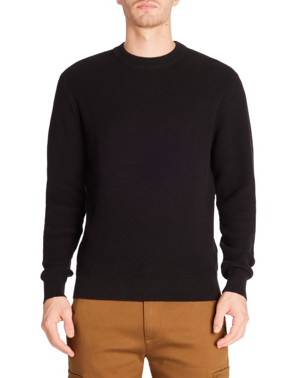 Pull col rond 100% coton - noir