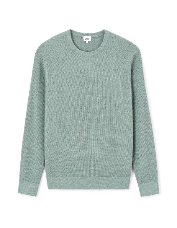 Pull col rond 100% coton - vert