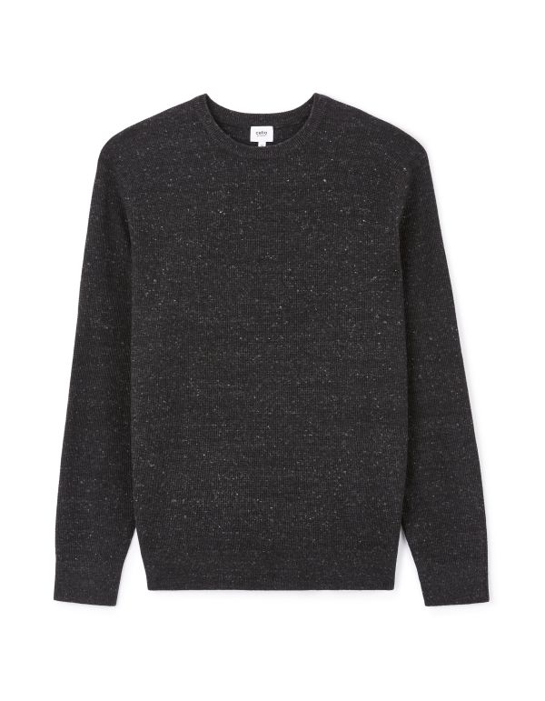 Pull col rond 100% coton - noir