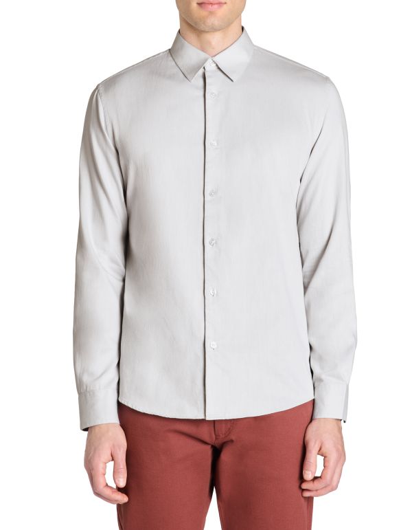 Chemise regular effet satiné 100% coton - gris