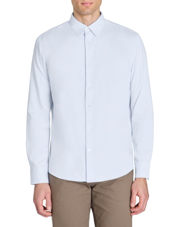 Chemise regular effet satiné 100% coton - bleu