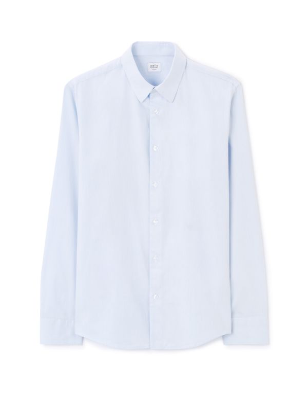 Chemise regular effet satiné 100% coton - bleu