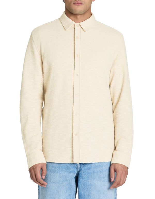 Chemise regular à bouclette coton mélangé - beige