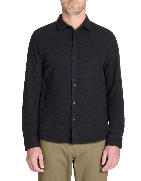Chemise regular à bouclette coton mélangé - noir