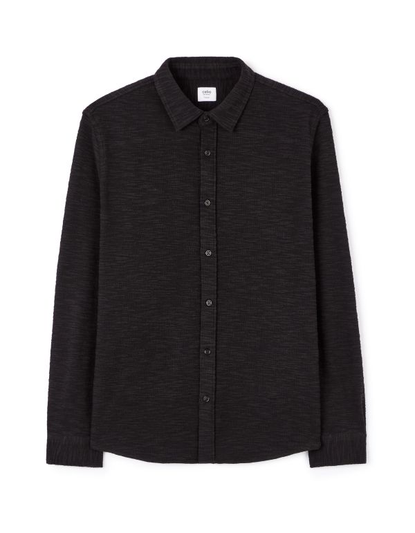 Chemise regular à bouclette coton mélangé - noir