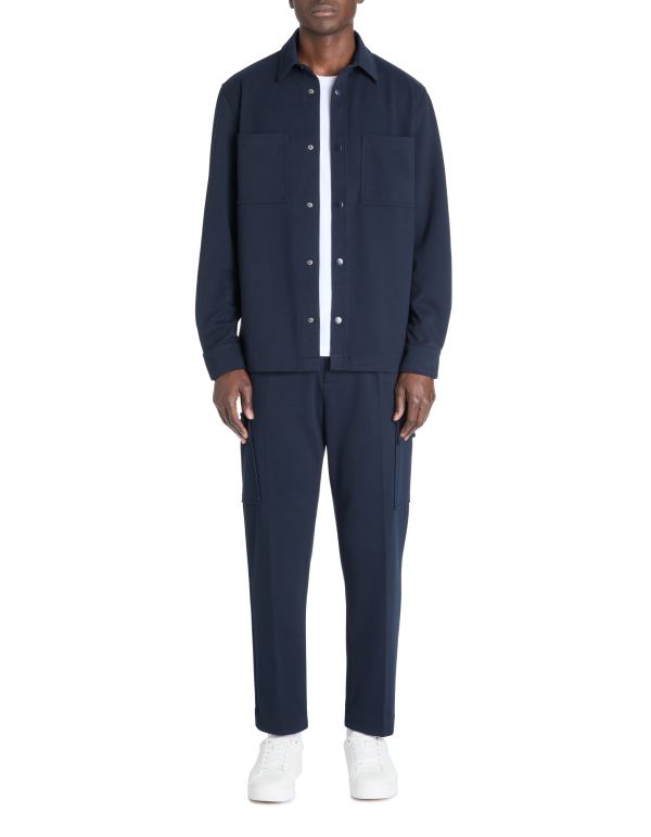 Chemise overshirt casual coton stretch - marine