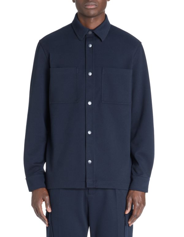 Chemise overshirt casual coton stretch - marine