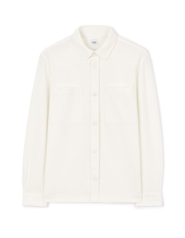 Surchemise overshirt casual coton stretch - blanc