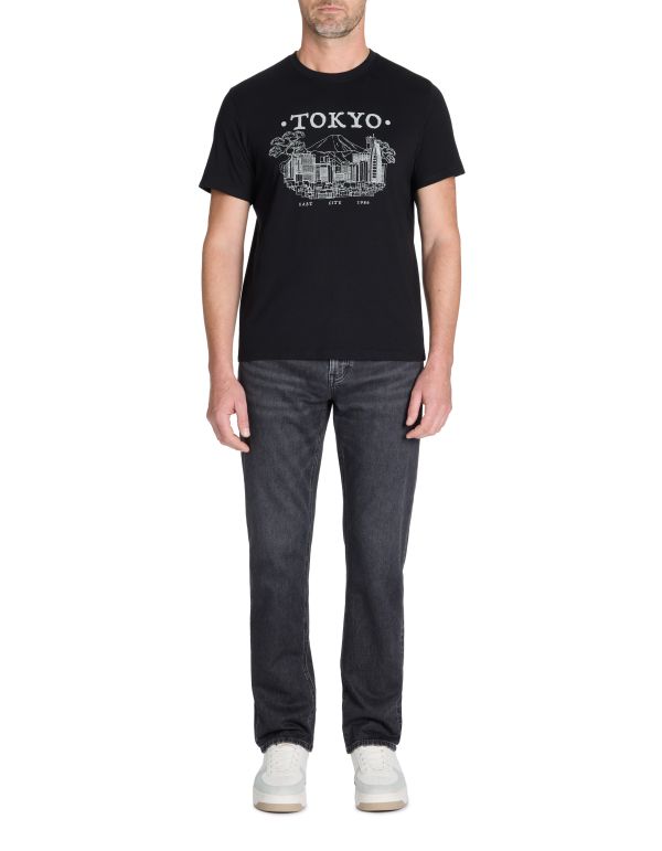 T-shirt straight col rond 100% coton - noir