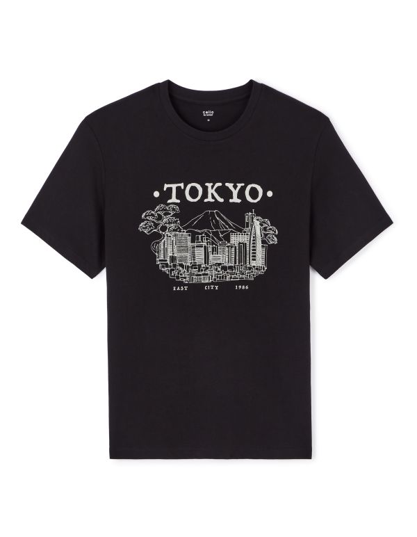 T-shirt straight col rond 100% coton - noir