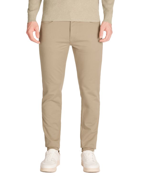 Pantalon slim coton stretch - beige