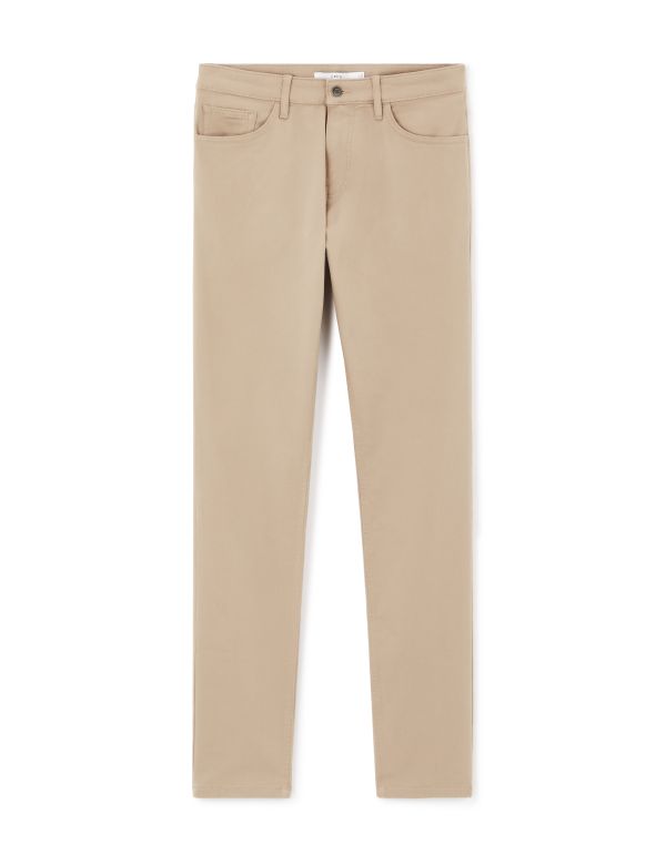 Pantalon slim coton stretch - beige