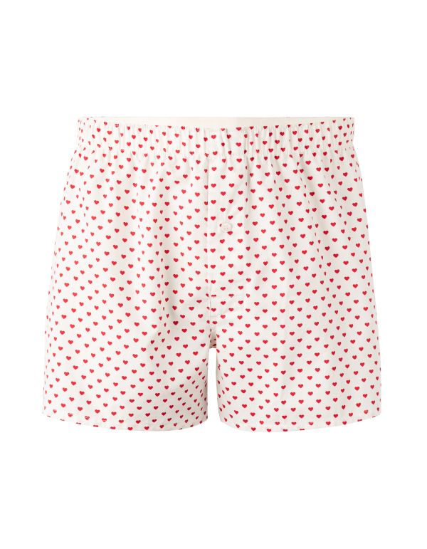 Caleçon 100% coton motif coeurs - beige