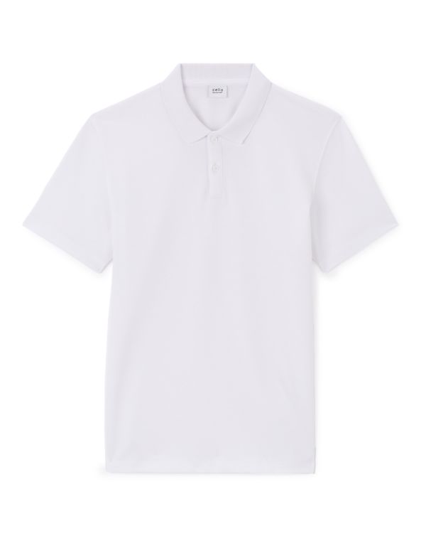 Polo regular coton mélangé - blanc