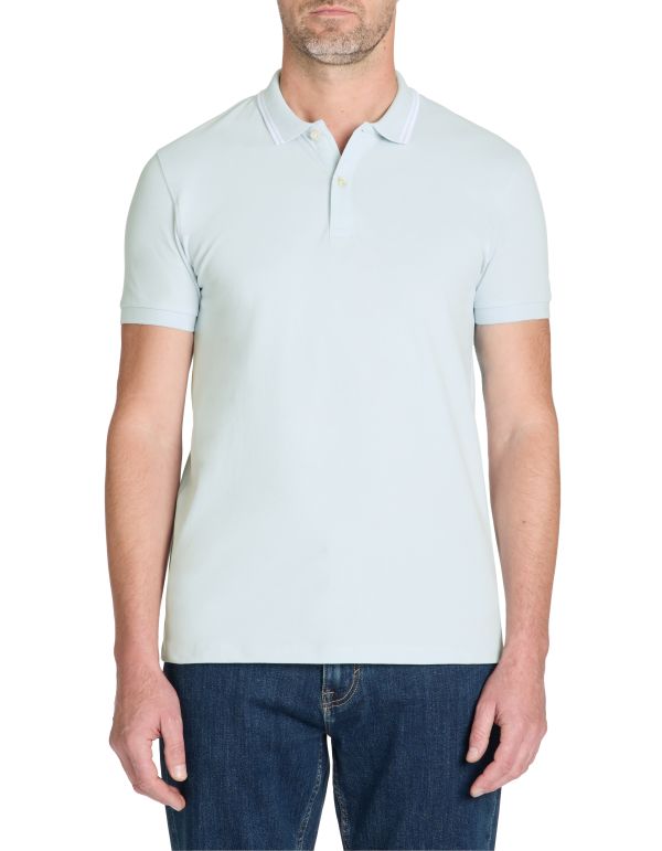 Polo slim coton stretch - bleu