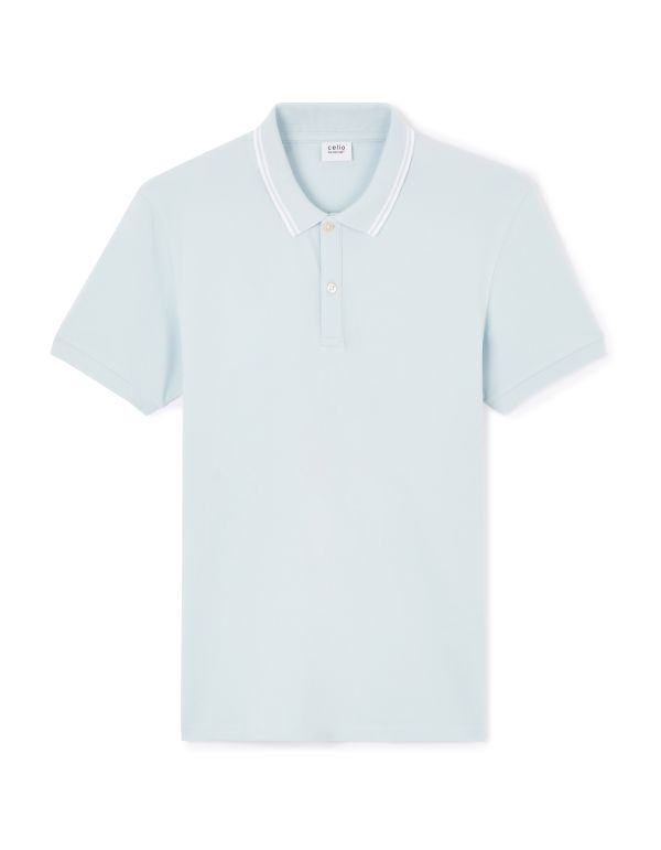Polo slim coton stretch - bleu