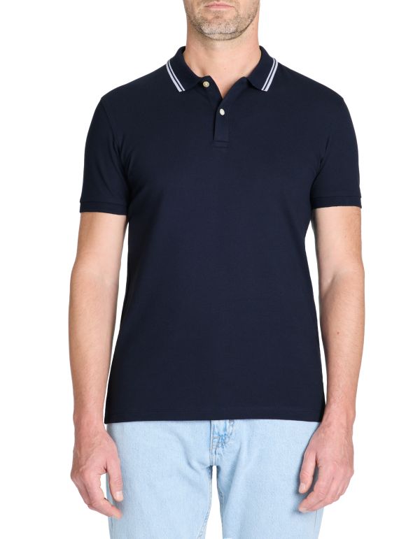 Polo slim coton stretch - marine