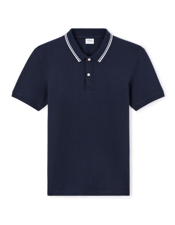 Polo slim coton stretch - marine