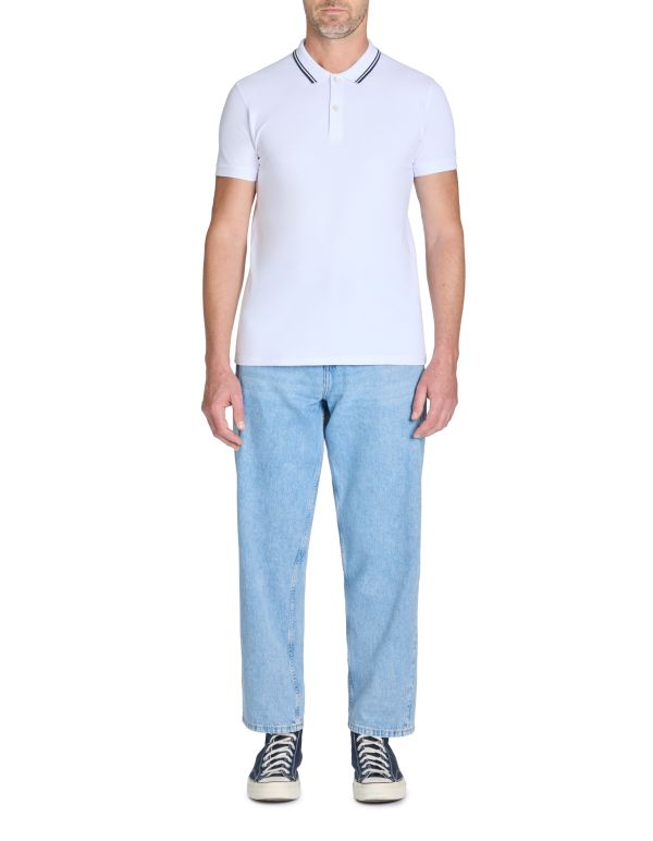 Polo slim coton stretch - blanc