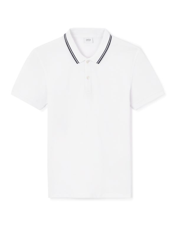 Polo slim coton stretch - blanc