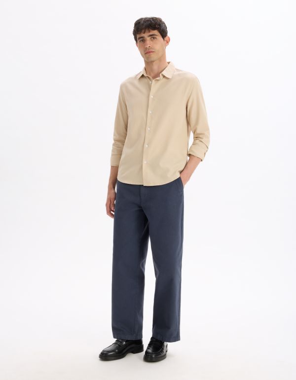 Chemise regular en coton viscose - beige