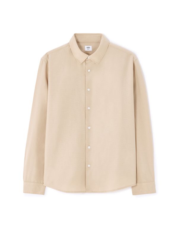 Chemise regular en coton viscose - beige