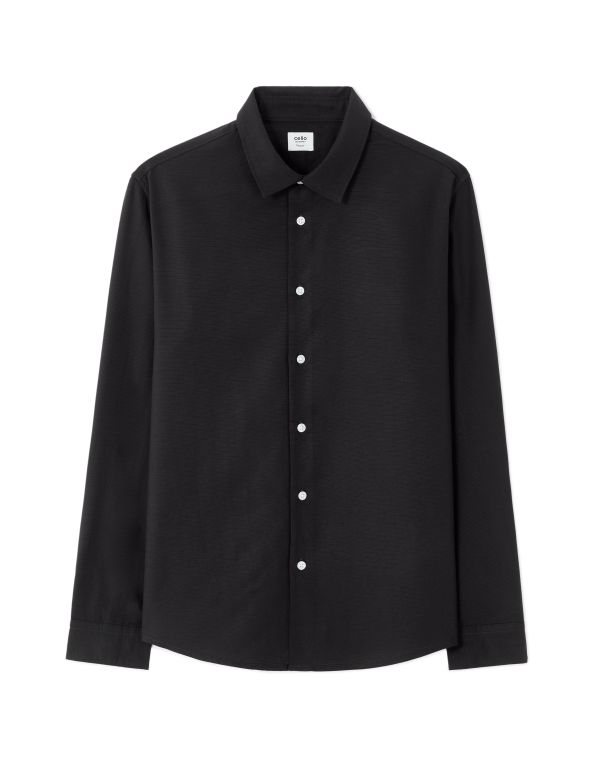 Chemise regular casual en coton mélangé - noir