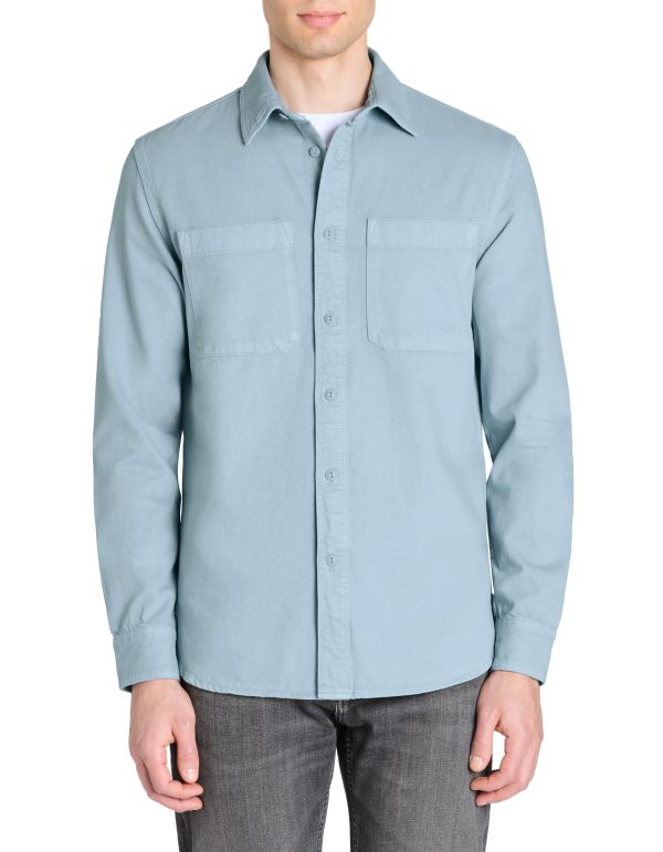 Chemise overshirt casual 100% coton - bleu