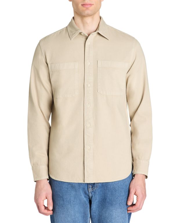 Chemise overshirt casual 100% coton - beige