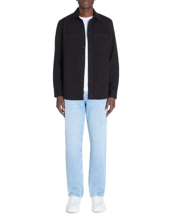 Chemise overshirt casual teinte en pièce 100% coton - noir