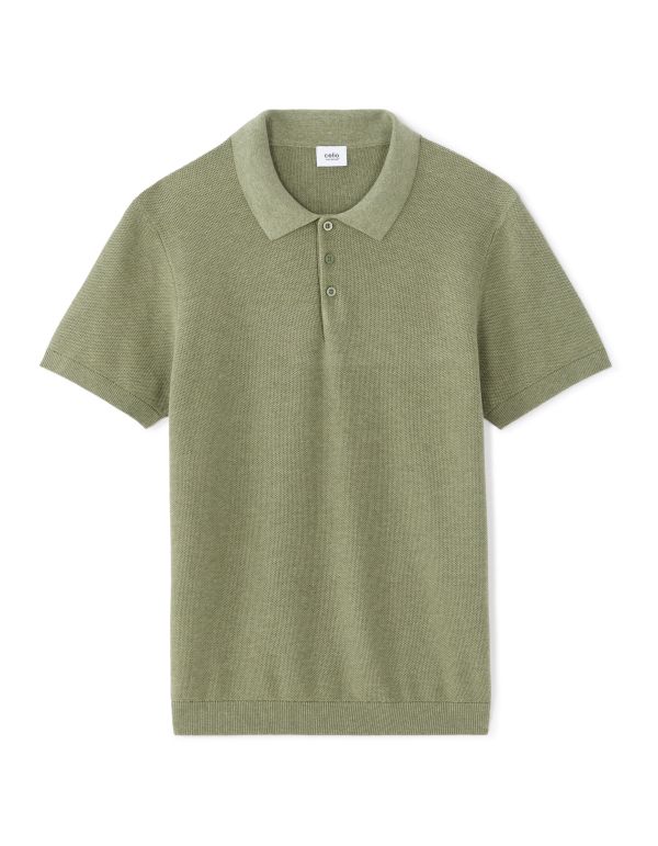 Polo slim en maille texturée 100% coton - vert