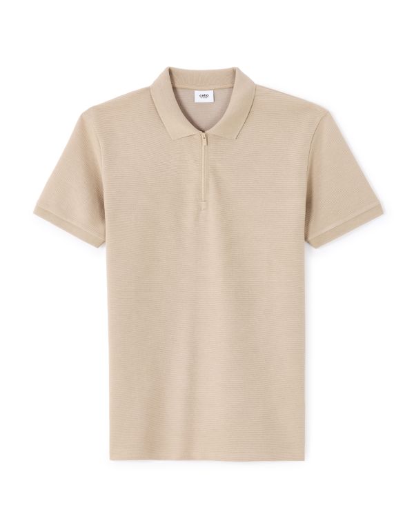 Polo slim coton mélangé - beige