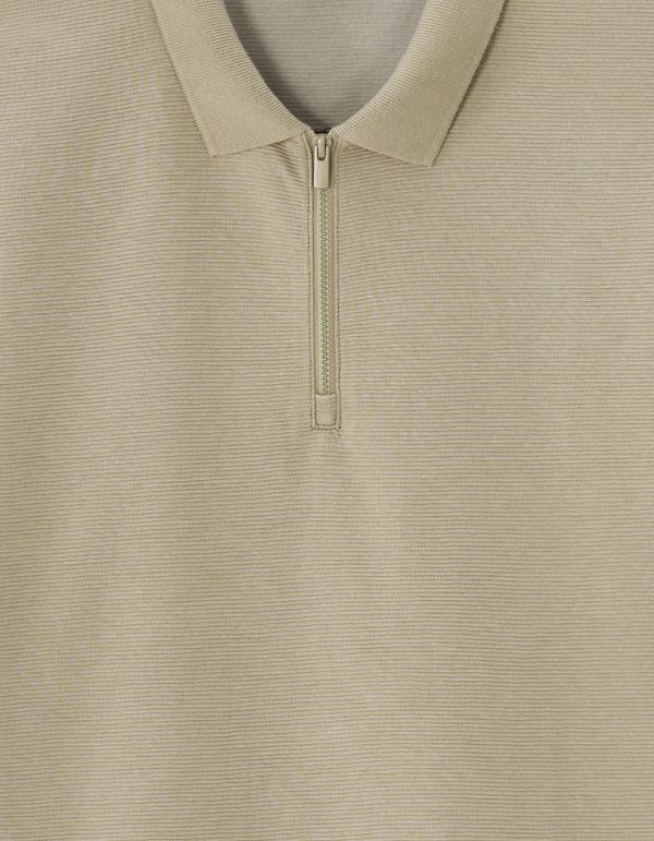 Polo slim coton mélangé - kaki