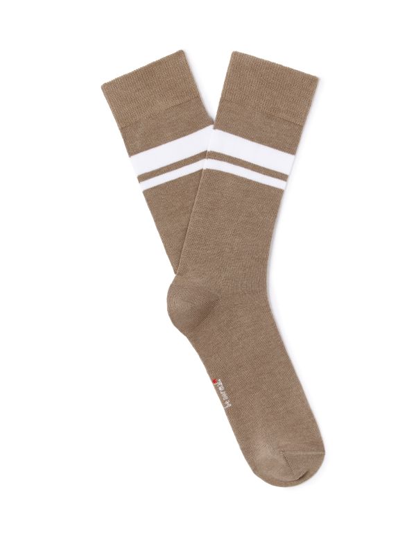 Chaussettes haute sport 100% coton beige