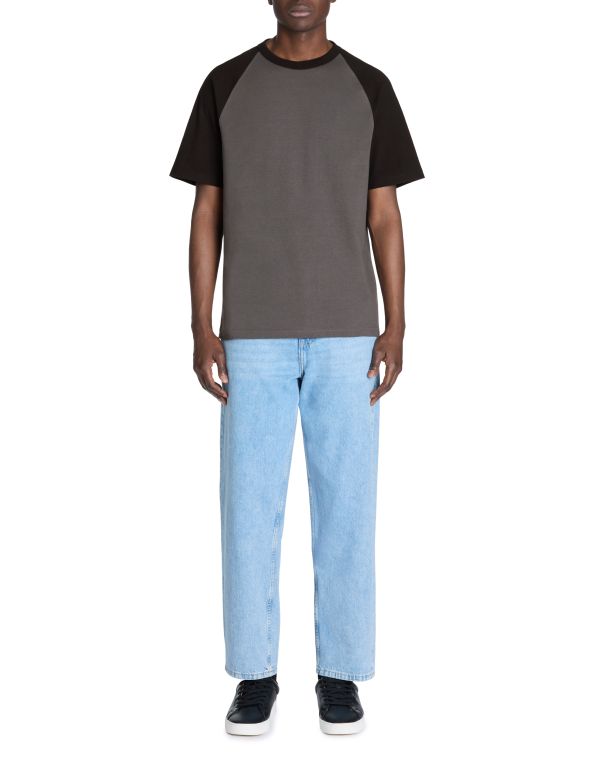 T-shirt boxy col rond 100% coton - anthracite