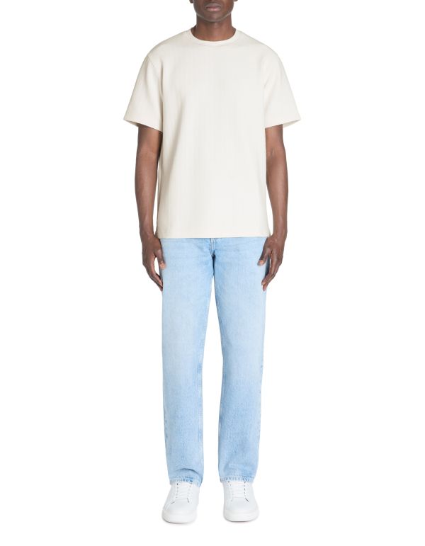 T-shirt boxy col rond coton mélangé - blanc