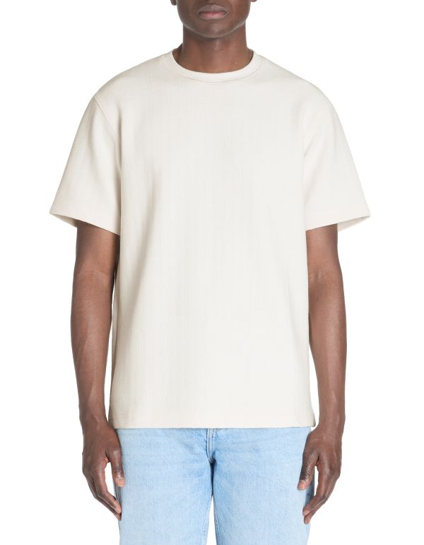 T-shirt boxy col rond coton mélangé - blanc