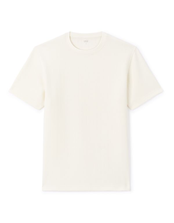 T-shirt boxy col rond coton mélangé - blanc