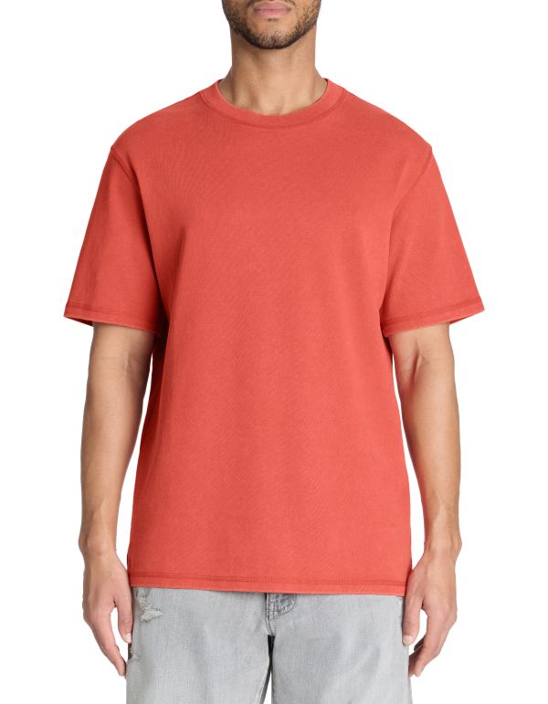 T-shirt boxy col rond 100% coton - rouge