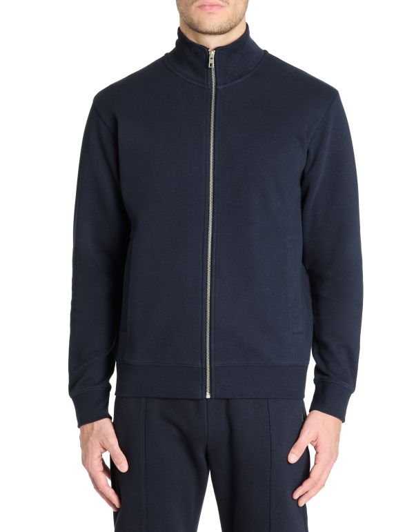 Veste zippée col montant regular coton mélangé - marine