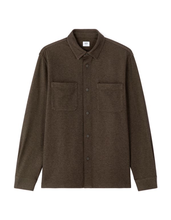 Surchemise texturée 2 poches - marron clair