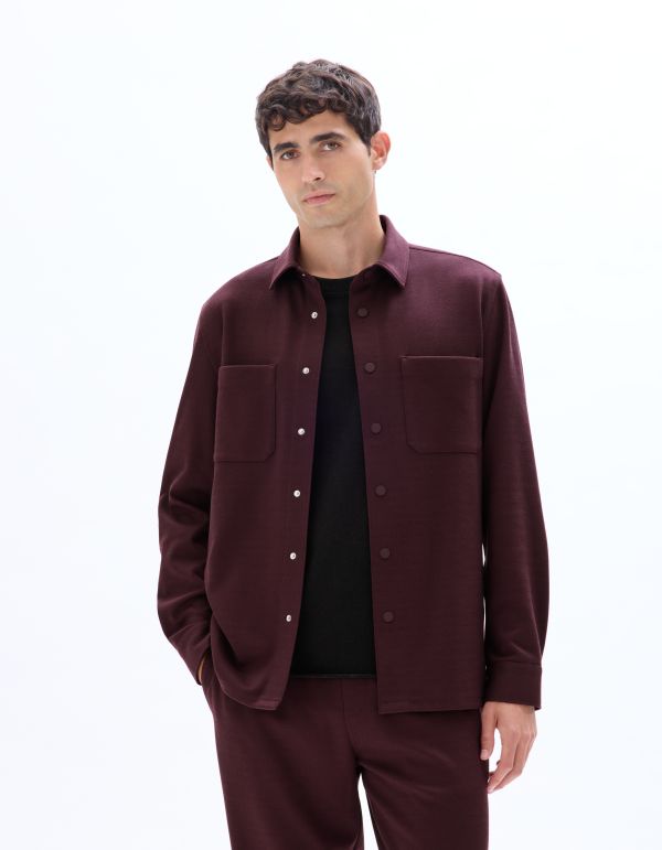 Surchemise texturée 2 poches - bordeaux foncé